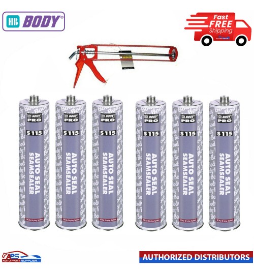 6x HB Body S115 Seam Sealer Cartridge K Car Body Sealer 300ML With Caulking Gun